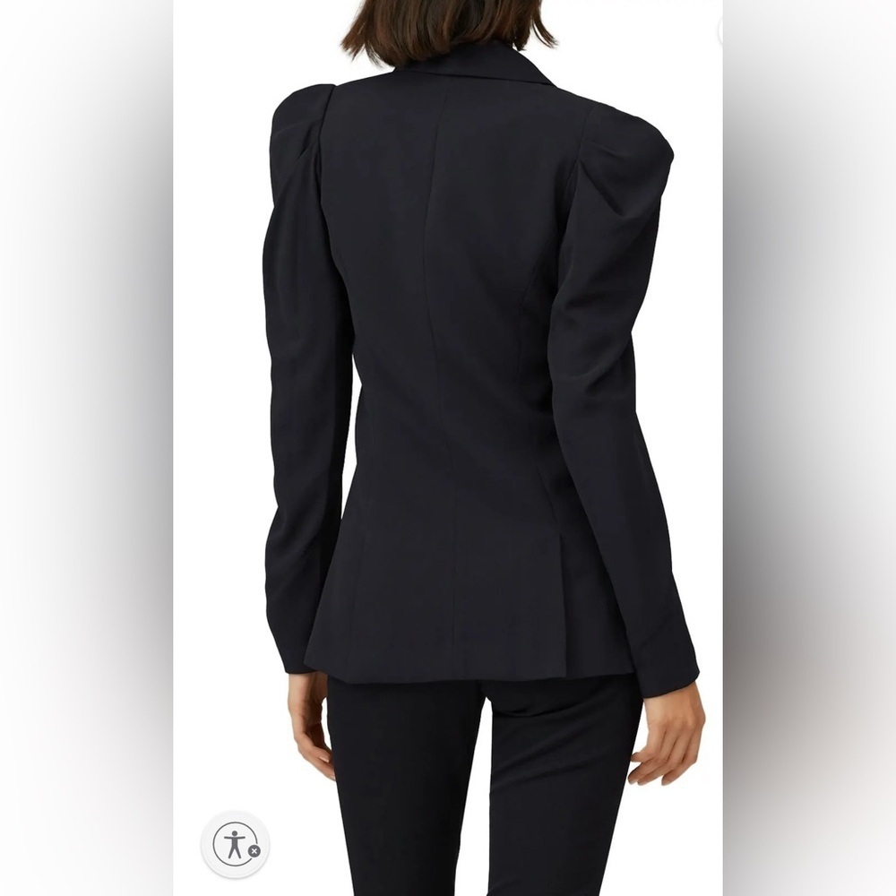 Ramy Brook Albie Jacket, black, dramatic shoulder detail, button closure, sz 0 - Picture 4 of 15